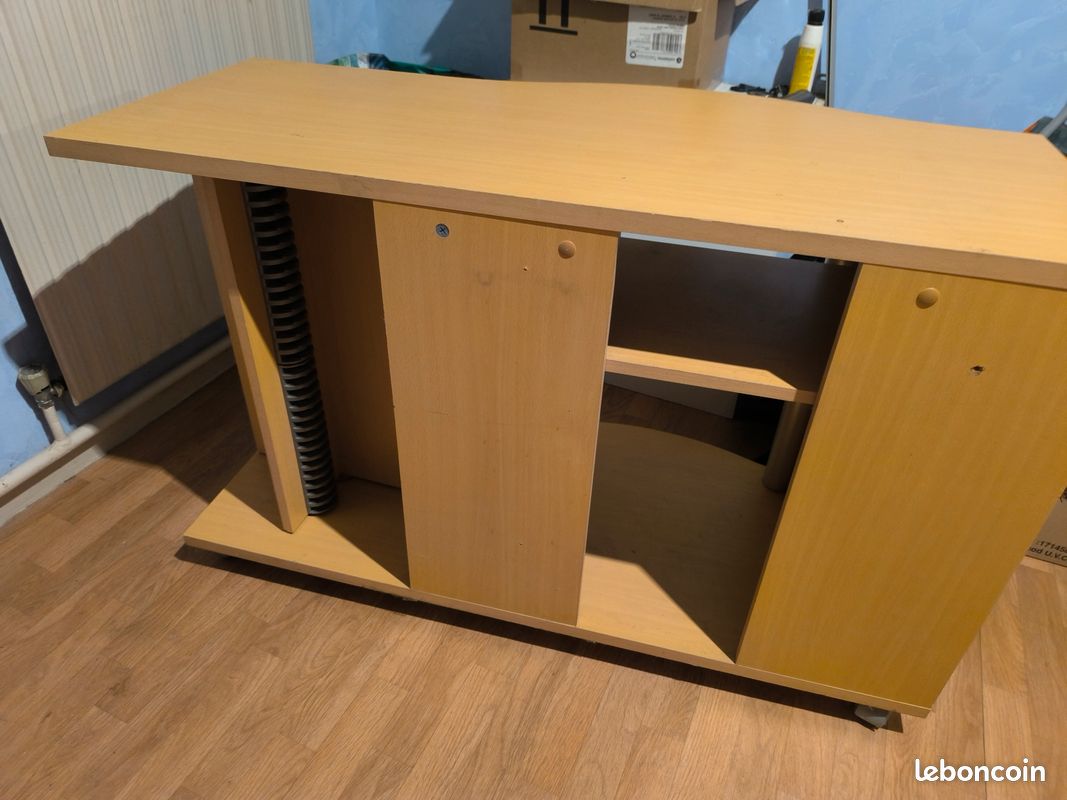 Meuble TV hêtre beige avec support DVD tournant (image 8)