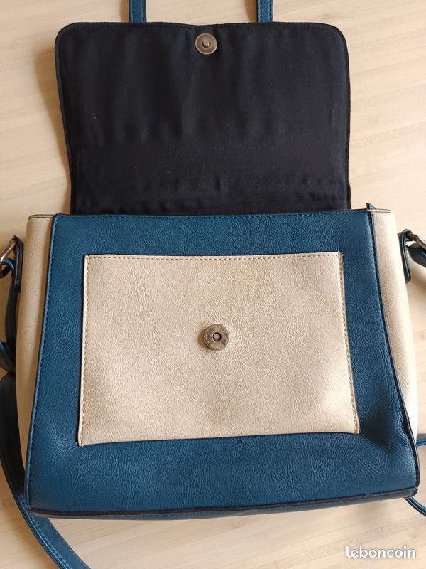 Sac à main bleu et beige Accessoires Bagagerie