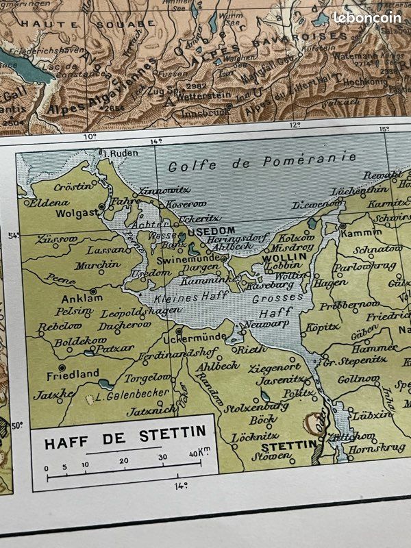 Carte physique de l’Europe centrale - Carte géographique ancienne (image 3)