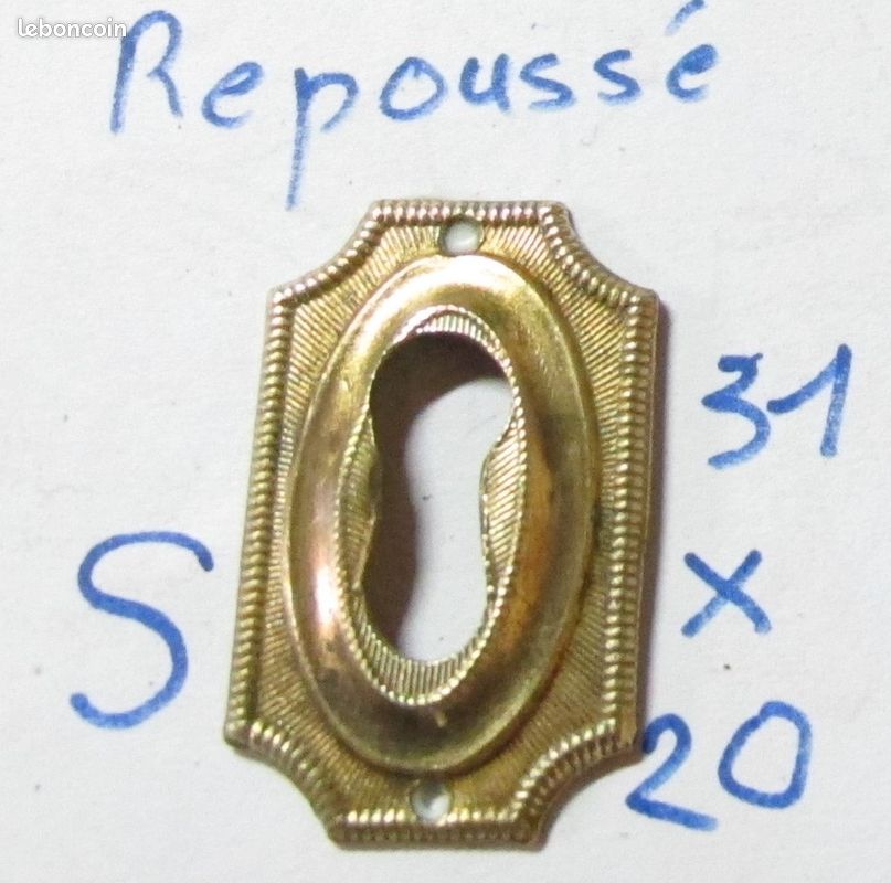 2 GRANDES ENTREES DE SERRURE ANCIENNE EN BRONZE - 25 cm - Tête d'oiseau