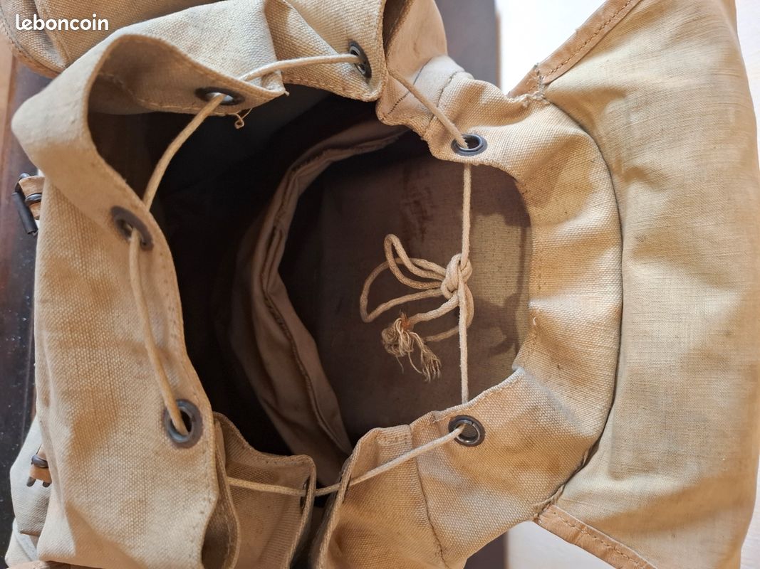 Lafuma Sac à Dos Vintage 1960s | Randonnée Toile Marron & Cuir | Montagne Alpinisme Rétro | Made in France - France