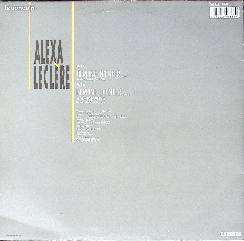 Alexa Leclere - Berline d'enfer - europop - 1986 - Maxi 45 (image 2)