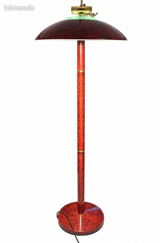 Lampadaire vintage articulé rouge bordeaux et doré : Design original (image 1)