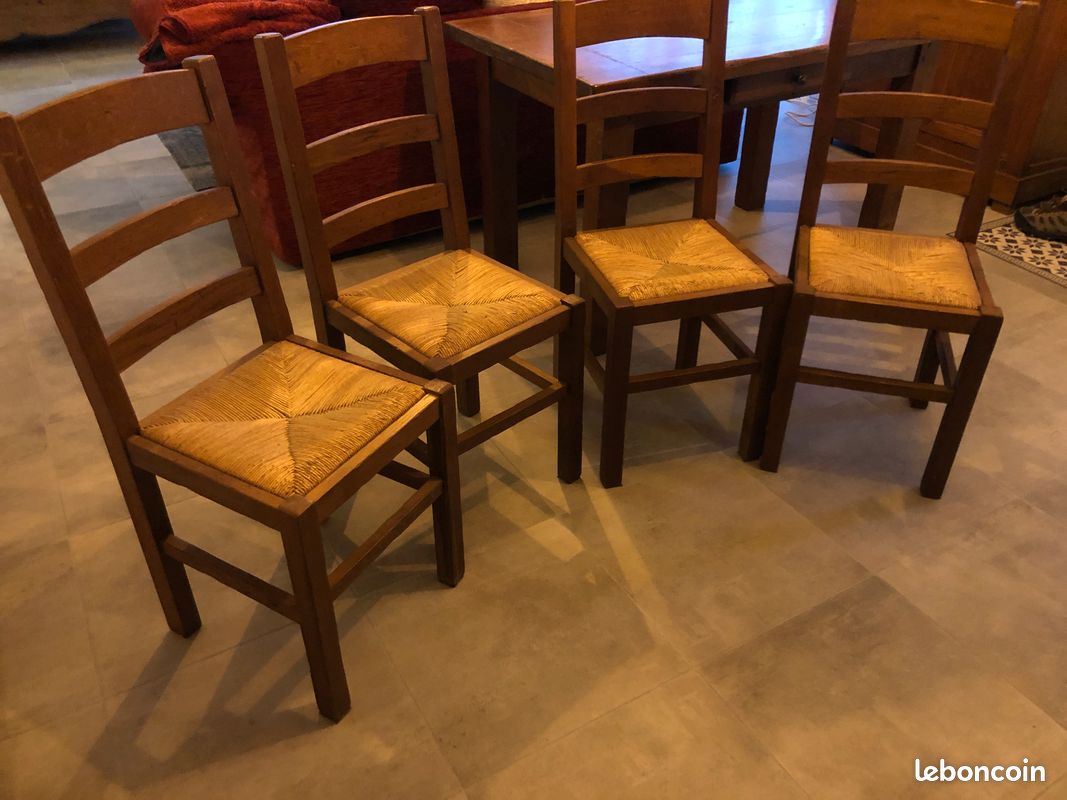 4 chaises chêne massif paillées (image 1)