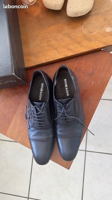 Chaussures Father and Sons en cuir bleu nuit-41 (image 2)