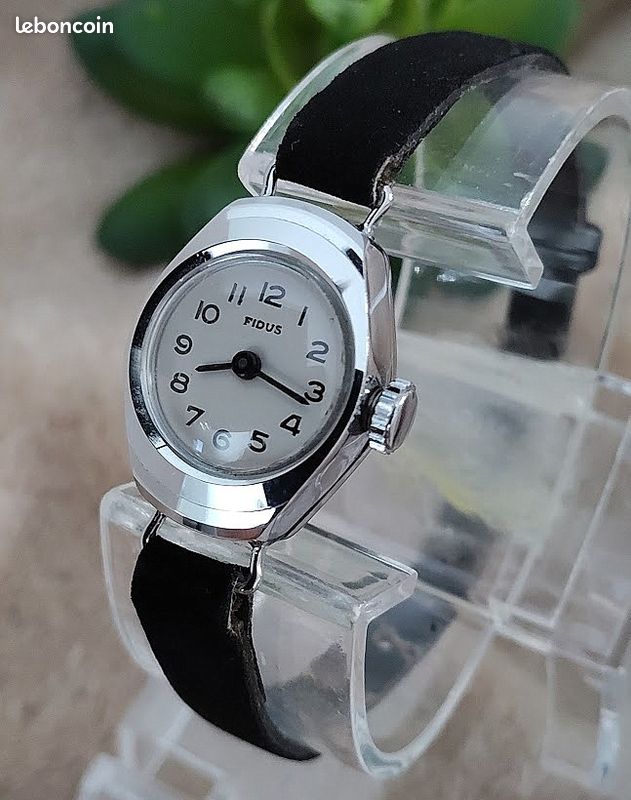 Montre Mécanique Femme Luxury - Cadran Noir/bleu, Boîtier Doré, Bracelet Simili Cuir