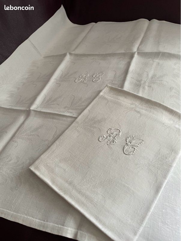 10 Torchons anciens en coton et lin - Monogramme MB - Label Emmaüs
