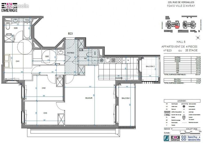 Appartement a louer ville-d'avray - 4 pièce(s) - 86 m2 - Surfyn