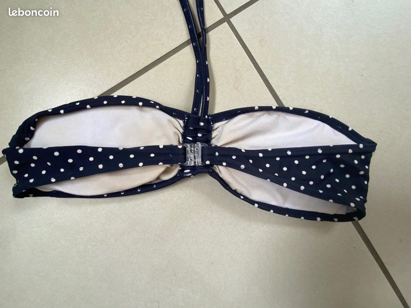 Maillot de bain 2 pièces kiabi 12 ans bleu marine à pois (image 5)
