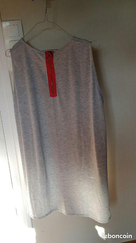 Tee-shirt gris à motifs Sans manches taille XXL ms mode (image 5)