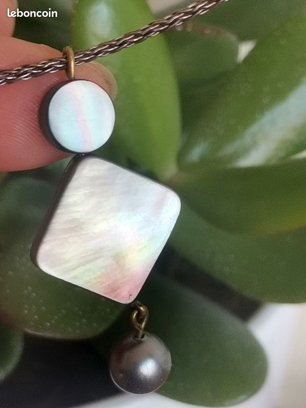 Collier ras de cou en argent 925 pendantif nacre et perle (image 6)