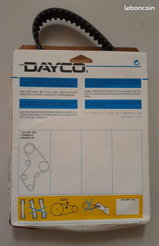 Courroie De Distribution Dayco 94406 - Qualité équivalente D'origine - Pour Entretien Moteur