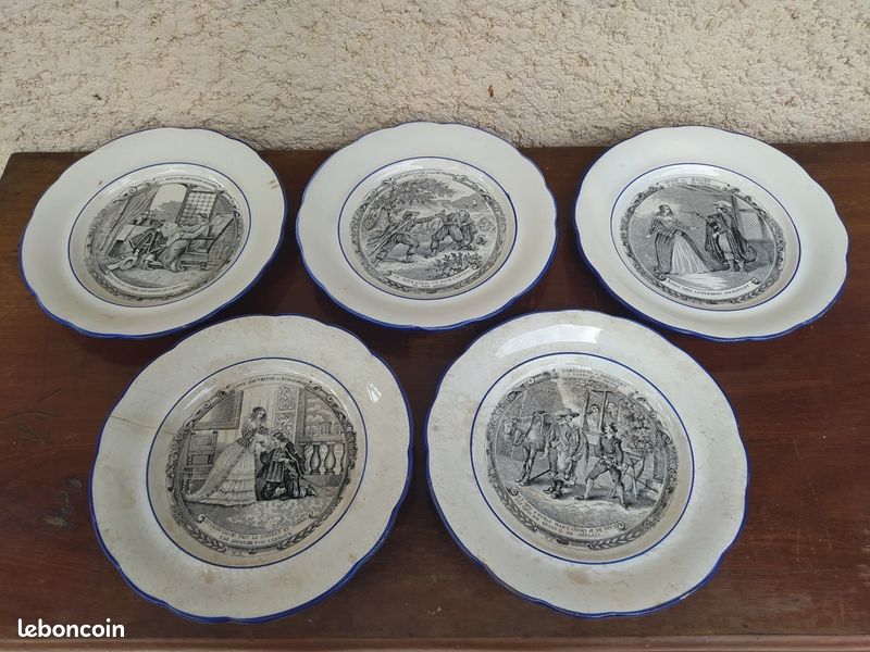 5 assiettes parlantes Mousquetaires HB de Choisy le roi (image 1)