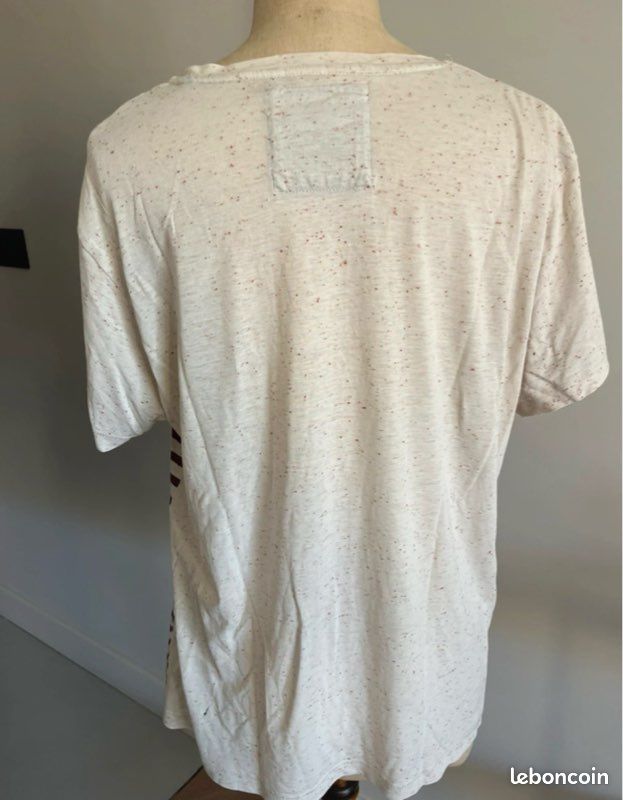 T-shirt homme rayé bordeaux et beige homme Angelo Litrico T-L (image 4)