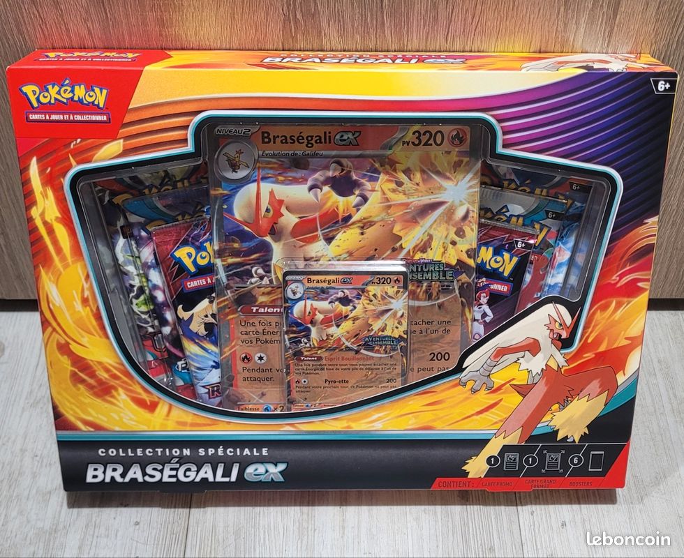 Coffret Méga Braségali EX (avec méga-Braségali-Ex incluse en Jumbo et en carte normale pokémon