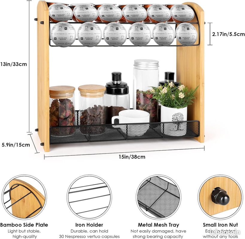 SYSYLY Support Capsules Café Métal Noir – Tiroir Range-Dosettes 35-40 Capsules Compatible Dolce Gusto, Vertuo, OriginalLine Nespresso – Organisateur Pratique Et Élégant