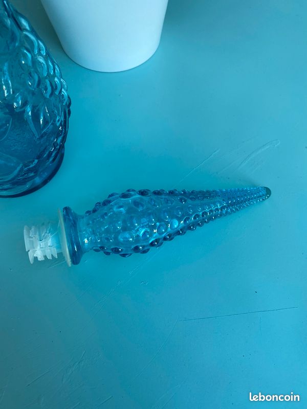 Bouteille carafe italienne vintage bleue 46,5 cm (image 9)
