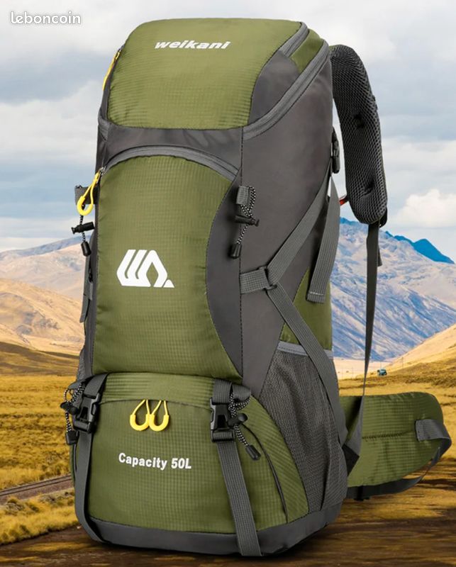Sac De Randonnée/camping En Nylon - Dimensions 5,1x8,1x9,8 Pouces, Couleur Vert émeraude