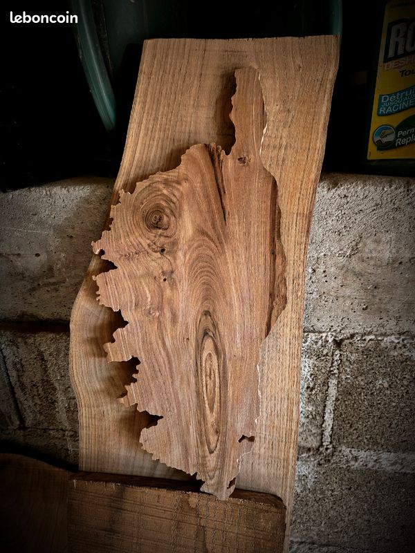 Ancienne Planche à Découper En Bois Sculpté - Motif Poisson - 46 Cm - Bon État
