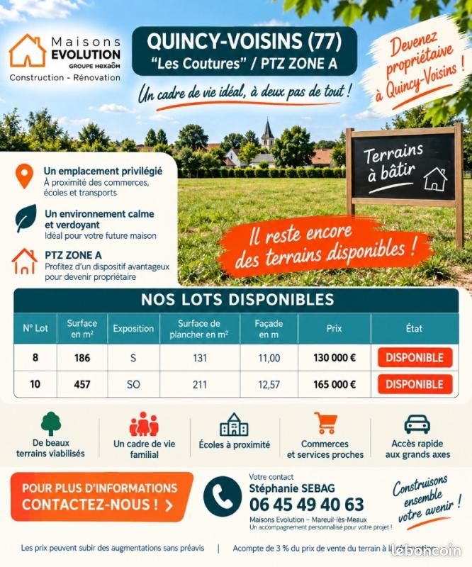 Terrain 186 m² · à Quincy-Voisins · 126 000 €