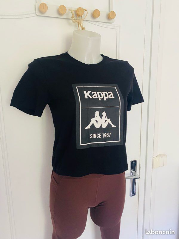 T-shirt Kappa crop top noir 100% coton (image 2)