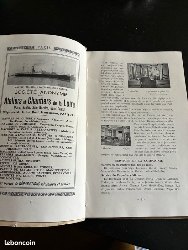 Guide du passager paquebot compagnie navigation sud atlantique chargeurs réunis Brésil La Plata (image 4)