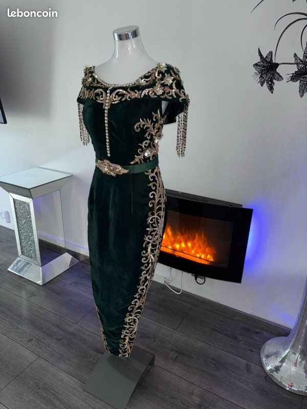 Magnifique robe henné – caftan karakou vert (image 2)