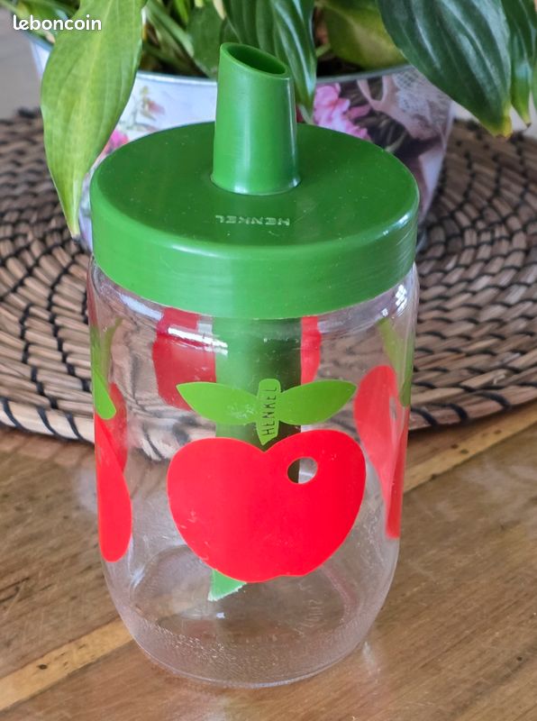 Sucrier Henkel vert pommes rouges vintage – Madame Chine
