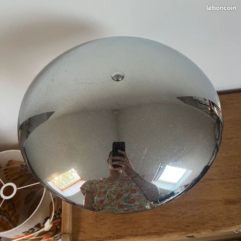 Lampe style Paquebot vintage chrome et bois champignon (image 6)