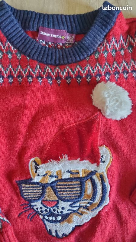 Pull de noël garçon sergent major 5ans Vêtements