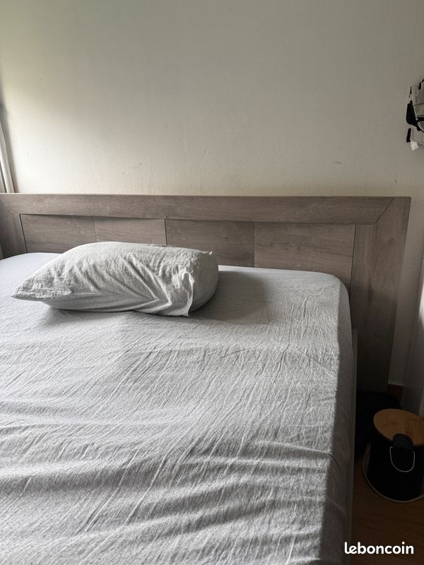 Lit 160*200+ sommier + matelas+ housse + protège matelas (image 2)
