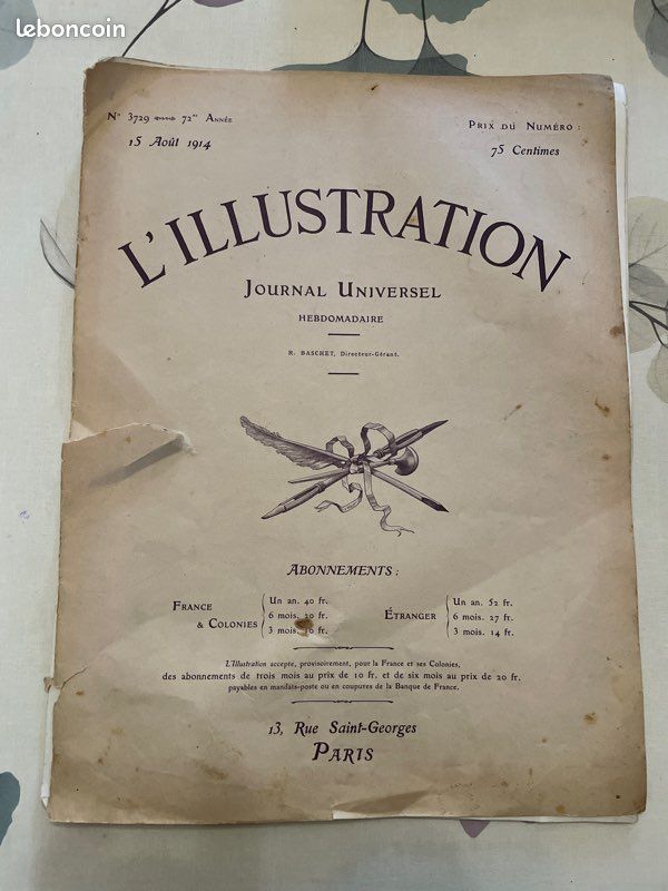 Vend journal L’illustration 15 août 1914 (image 1)