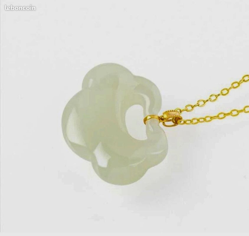 Collier En Jade Néphrite Naturel Et Argent Massif 925 - 47 Cm, 240 Carats - Création Maison Française