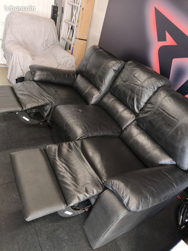 Ensemble Canape 3 places en cuir + fauteuil en cuir (image 1)
