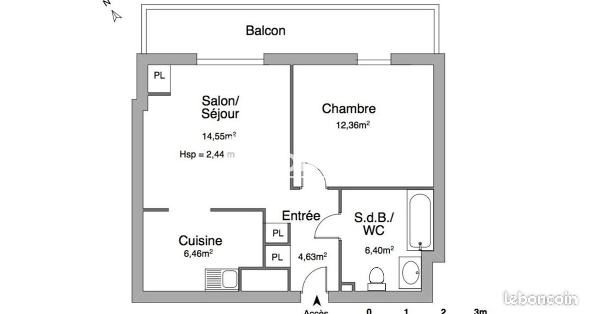 Appartement 2 pièces 44 m² · à Brest · 44 m² · 572 €/mois