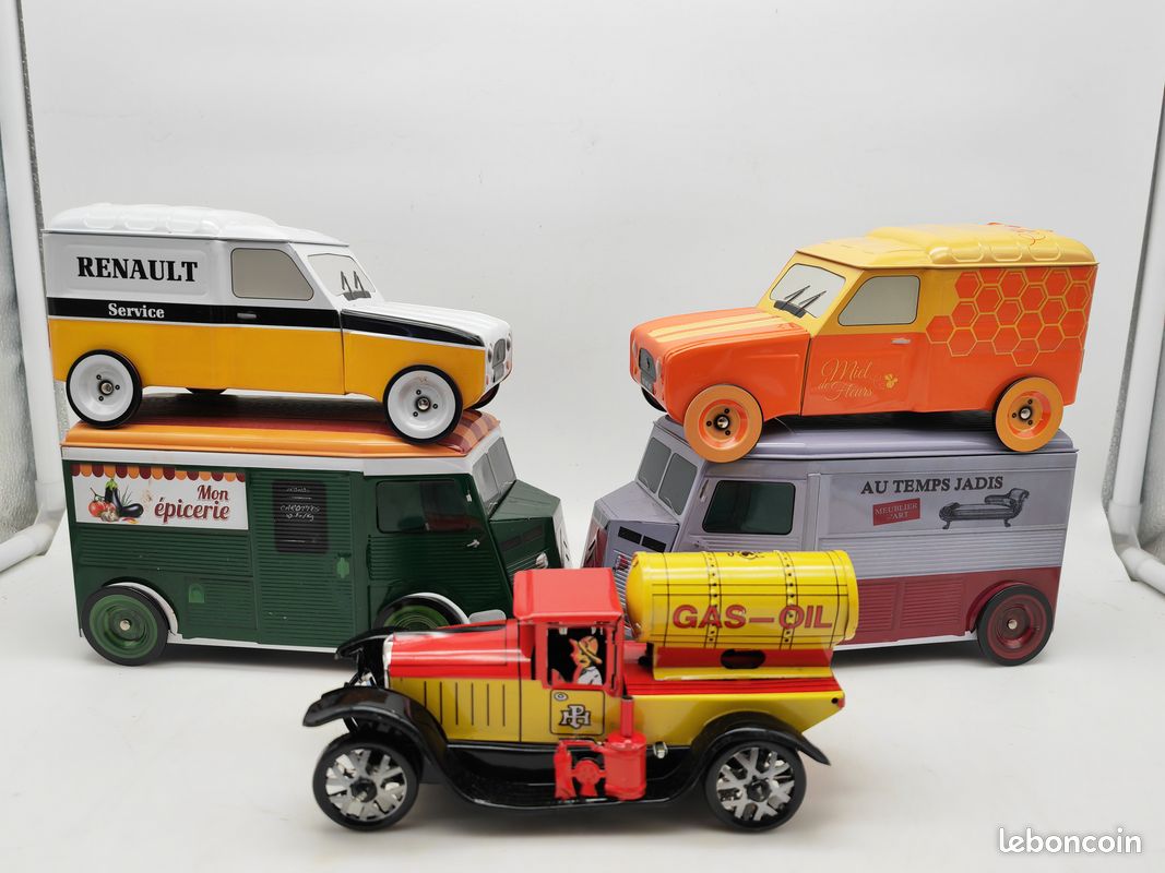 Ancien jouet tôle mécanique voiture Stunt Car cascade boîte rallye course flamme