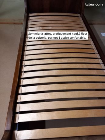 banquette lit d'enfant louis philippe en noyer tissus tapissier ancienne