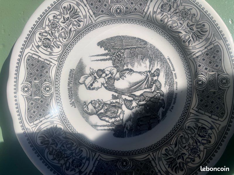 Lot de six assiettes, langage des fleurs, Gien (image 7)