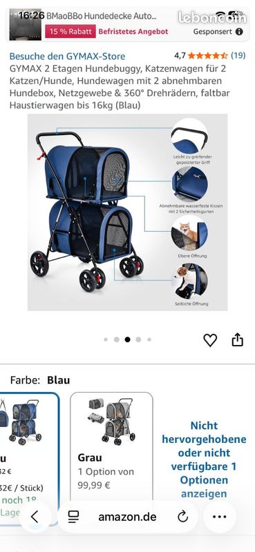 Pousette pour chien ou chat deux étages (image 5)