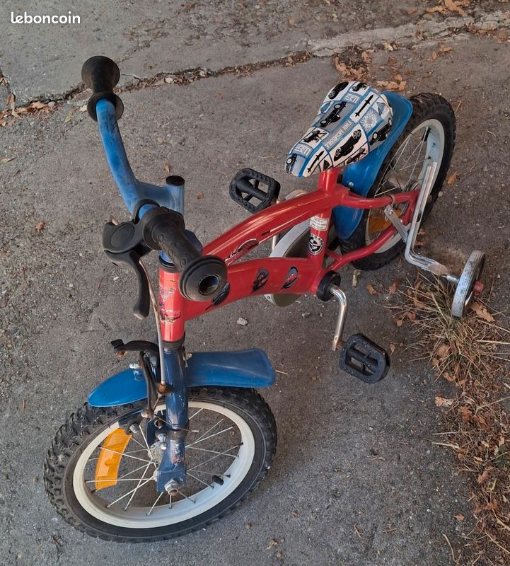 Vélo enfant 14 pouces avec roues stabilisatrices lumineuses, panier, guidon parent et accessoires – 3 à 6 ans - Sport