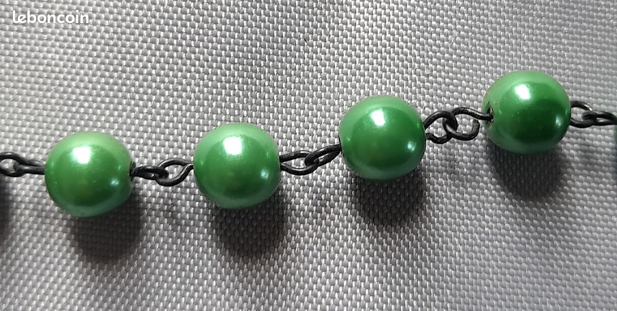 Collier Long Sautoir Perles Vertes - Plus De 90 Cm, Plastique, Occasion