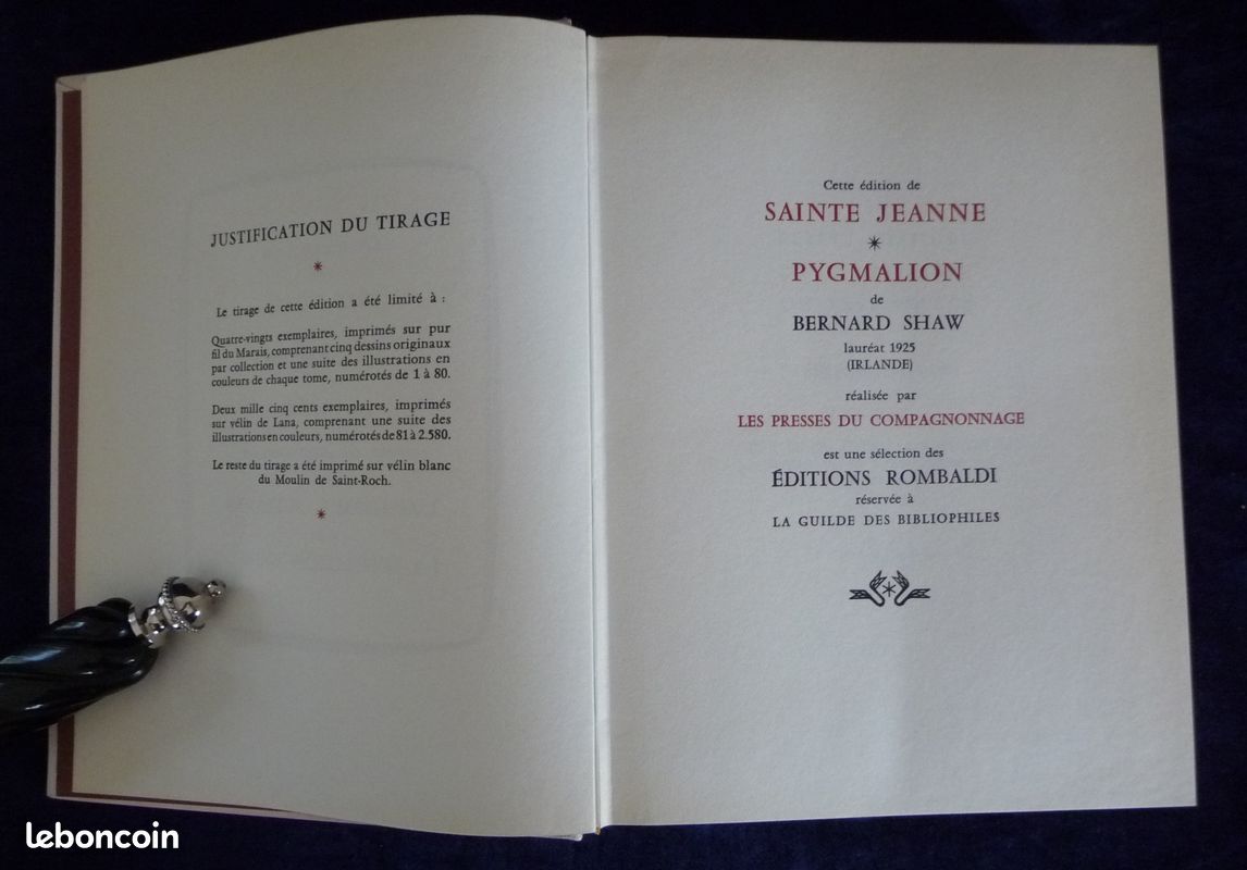 SAINTE JEANNE, PYGMALION de Bernard SHAW (Nobel de Littérature 1925) Editions Rombaldi (image 3)