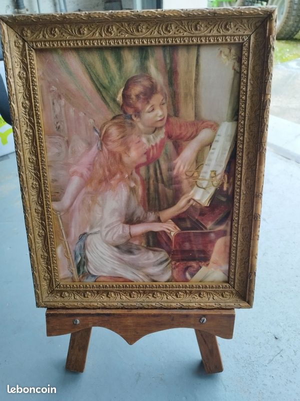 Tableau papier peint encadrement doré très ancien (image 13)