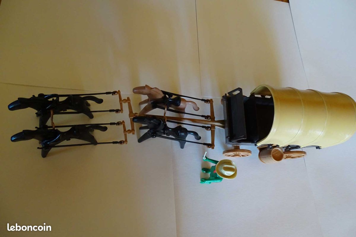 Playmobil Chariot Western Cow Boy Vintage (image 1)