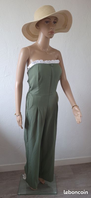 Combinaison Pantalon Bustier Chic à détail bande froncé avec poches (image 3)