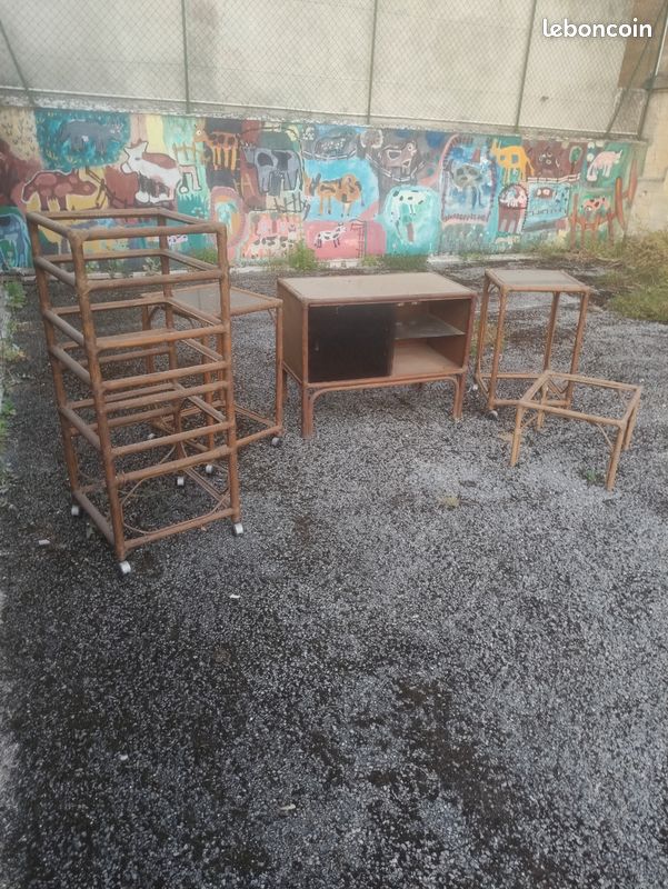 Ensemble en rotin fabrication artisanale (image 1)