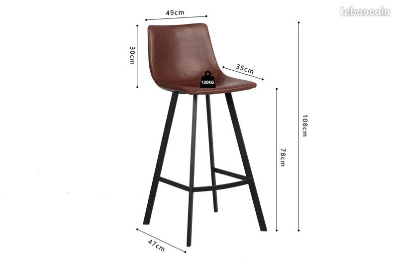 Lot de 4 tabouret de bar rétro vintage avec dossier et repose-pieds, siège rembourrés de Lot de 4 tabouret de bar rétro vintage avec dossier et repose-pieds, siège rembourrés de