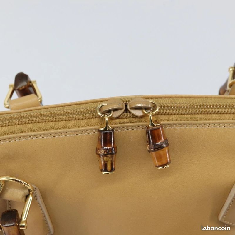 Sac à main GUCCI Bamboo en cuir 2-Way Beige Or 000-3780-0290 FM28 (image 15)