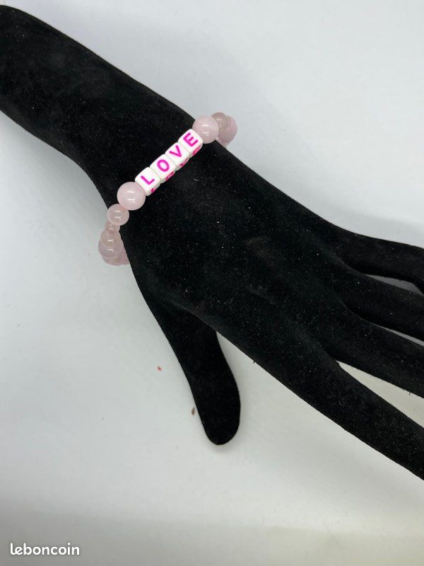 Bracelet LOVE en véritable QUAZTZ ROSE (image 8)