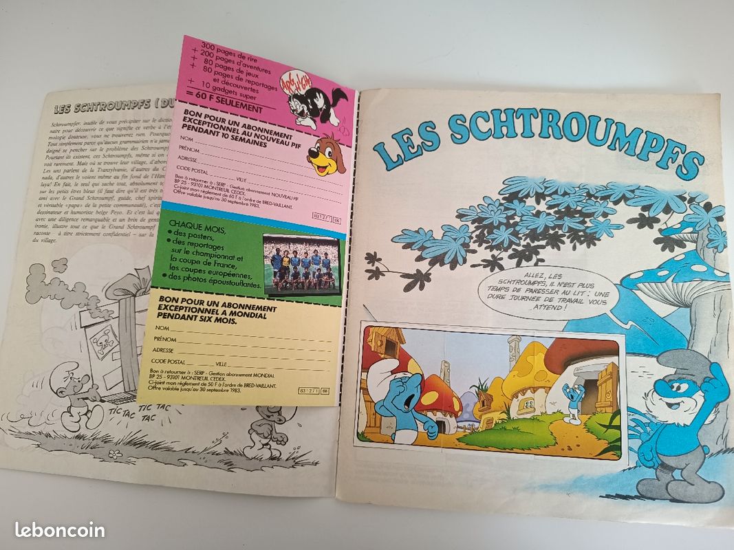 Rare vintage 1982 album panini Les Schtroumpfs supplément pif gadget (image 2)